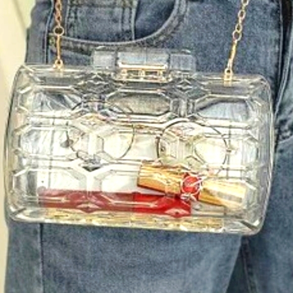 Mini Transparent Handbag Women's Clutch Purch Honeycomb Acrylic Evening … - Picture 2 of 6